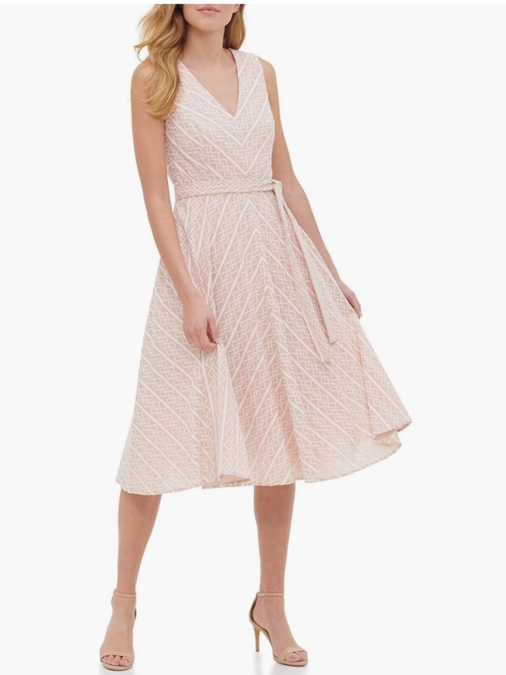 Tommy Hilfiger Diamond Pattern Cotton Fit & Flare Dress In Bermuda